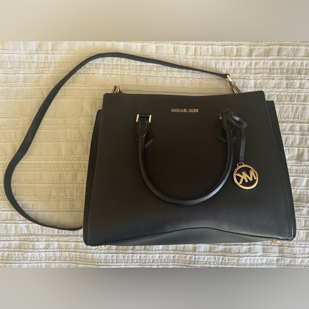 Michael Kors Hope Large Saffiano Leather Satchel Black